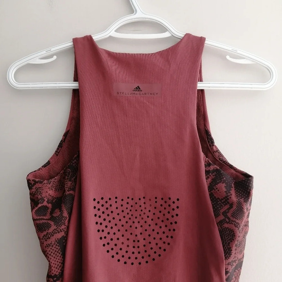 Adidas by Stella McCartney Run Leo 1/4 Zip Tank with Mesh Sides Vent Back Medium - Picture 6 of 14